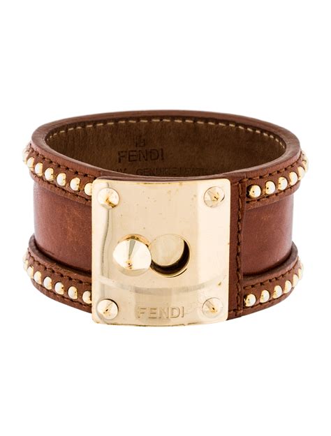 fendi black leather bracelet gold stud and ring|fendi o'lock bracelet.